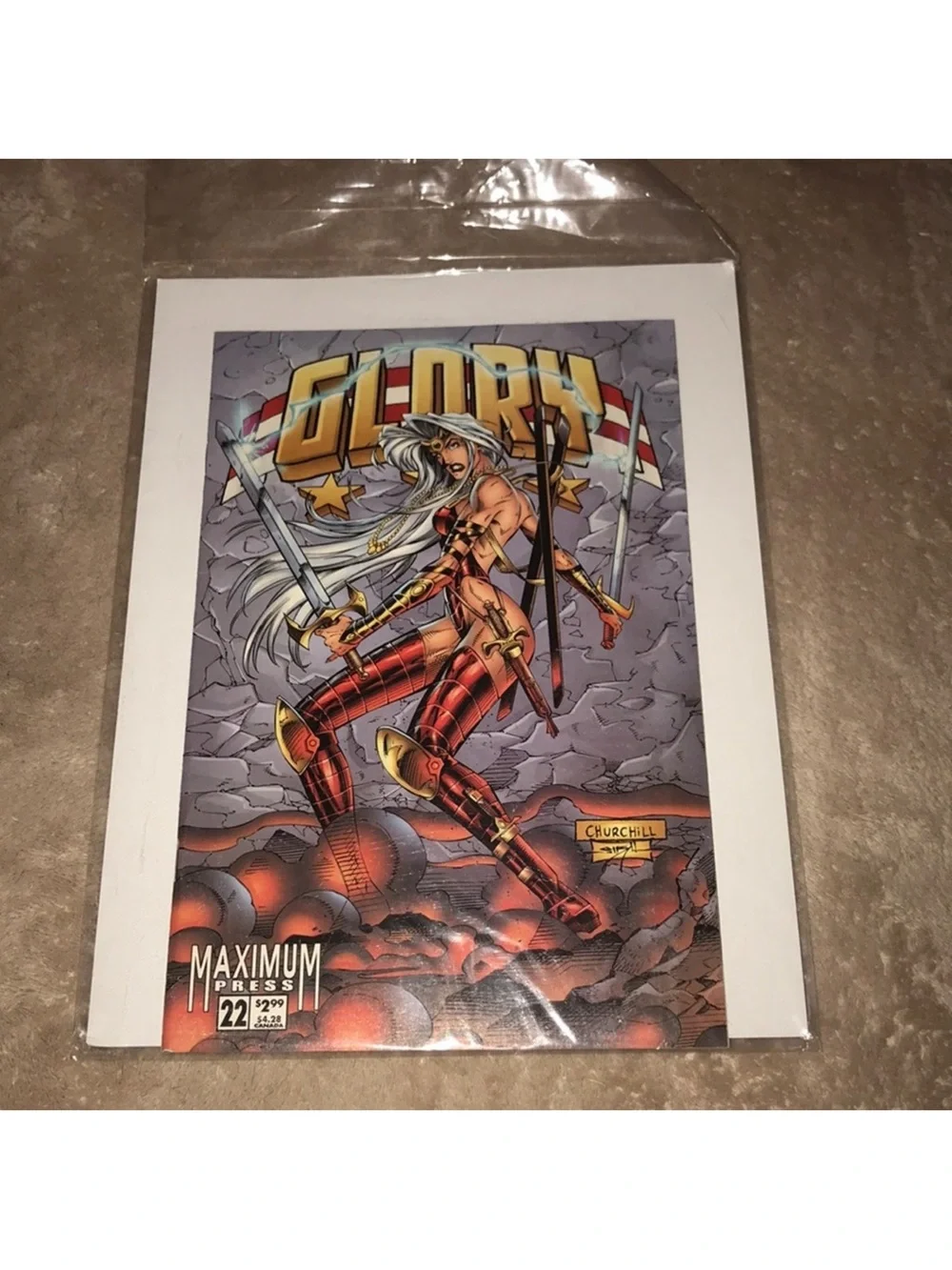 Maximum press Glory #22 Comic Book in oversized sleeve - Red and Gold Art